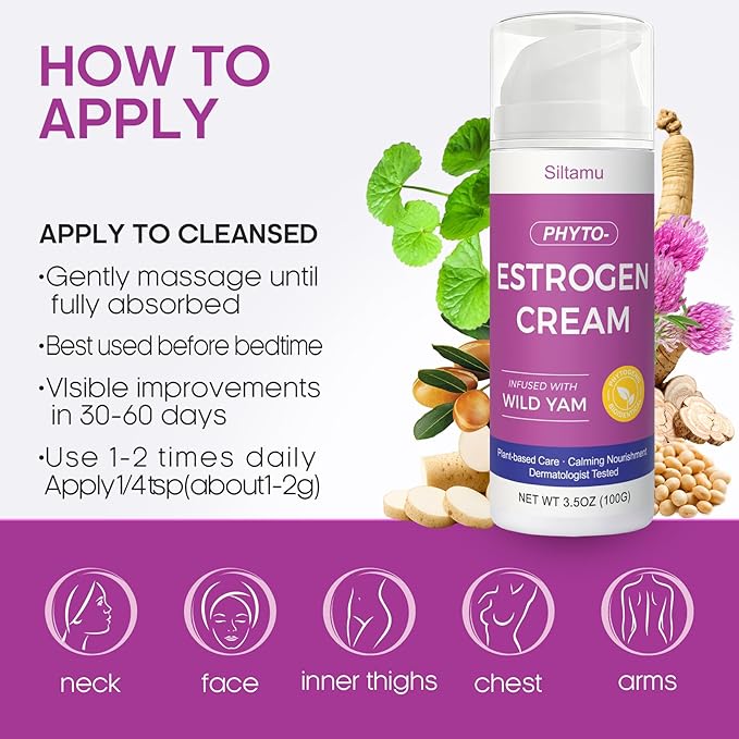 Estrogen Cream for Women Menopause Support – Phytoestrogen Moisturizer with Pueraria Mirifica, Soy Isoflavones & Shea Butter – Hydrating & Firming Skin Care, Dry Skin Relief 3.5 oz