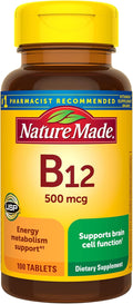 Nature Made Vitamin B12 500 mcg, Dietary Supplement for Energy Metabolism Support, B12 Vitamins 500 mcg, 100 Tablets, 100 Day Supply