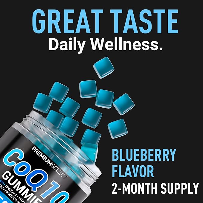 CoQ10 Gummies for Adults 500mg – Sugar Free, 120 Gummies – with Omega-3, Vitamin B3 & Zinc – Supports Heart Health, Cellular Energy & Antioxidant Support Gummy Chews