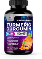 Turmeric Curcumin Supplement - 1350mg Organic Turmeric Per Serving - 95% Curcuminoids & BioPerine Black Pepper Extract for Best Absorption - Natural Vegan Joint Support, Bottled in USA - 240 Capsules