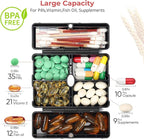 Zentiky Small Daily Pill Organizer with Labels, Medicine Pill Organizer Fit with Your Purse or Pocket for Travel to Hold Vitamin, Fish Oil, Supplement,Cotton Swabs, Bandages or Jewelry-Black