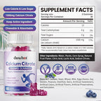 Calcium Citrate Gummies, Chewable Calcium Citrate 1000mg for Bone, Muscle & Immune Support, Ultimate Absorption Calcium Supplements for Women & Men, Blueberry, 60 Chews