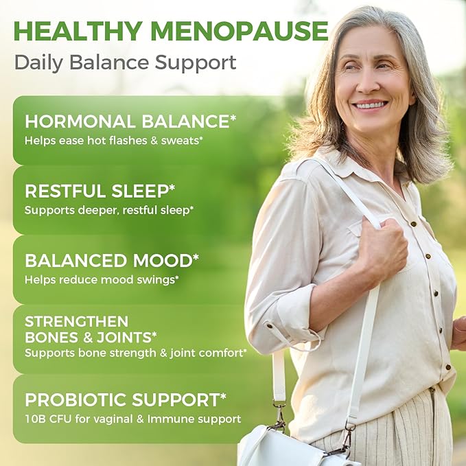 GREENPEOPLE Menopause Supplements for Women - Black Cohosh & Ashwagandha for Hot Flashes, Night Sweats, Mood Swings, Hormonal Balance Support,10 Billion CFU Probiotic - 90 Capsules Vegan Gluten-Free