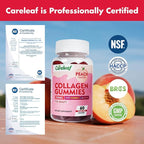Sugar Free Collagen Gummies with Vitamin C Vitamin E Support Natural Collagen Production, Healthy Hair, Nails and Bones,Peach Flavor,60 Gummies for 30 Days Supply