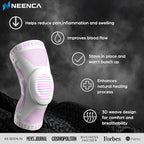 NEENCA Professional Knee Brace for Pain Relief, Medical Knee Support with Patella Pad & Side Stabilizers, Compression Knee Sleeve for Meniscus Tear, ACL, Joint Pain, Runner, Workout (Pink White, 2XL)