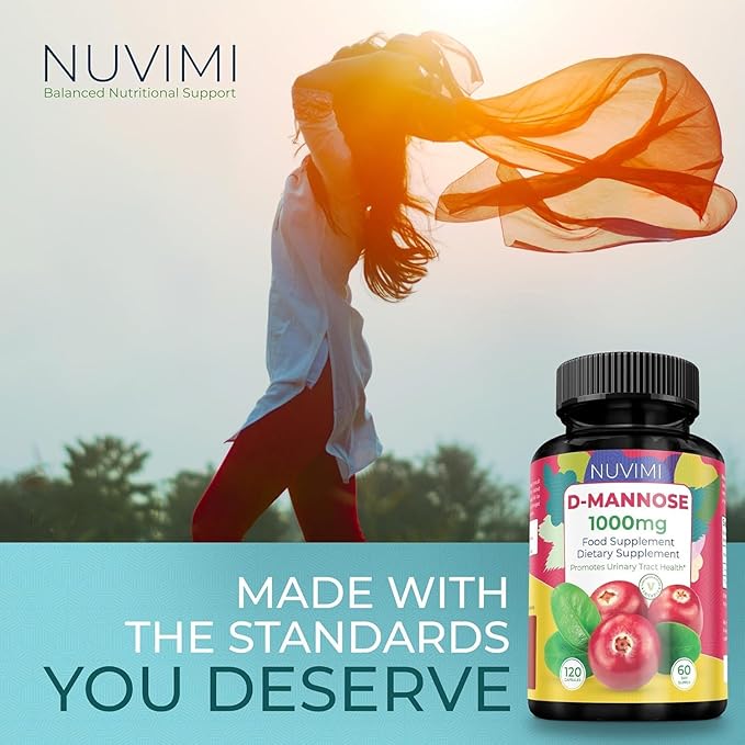 D Mannose 120 Capsules - 1000 mg per Dose - Dietary Supplement Helps Promote Urinary Tract Health - Natural Vegan UTI Defense