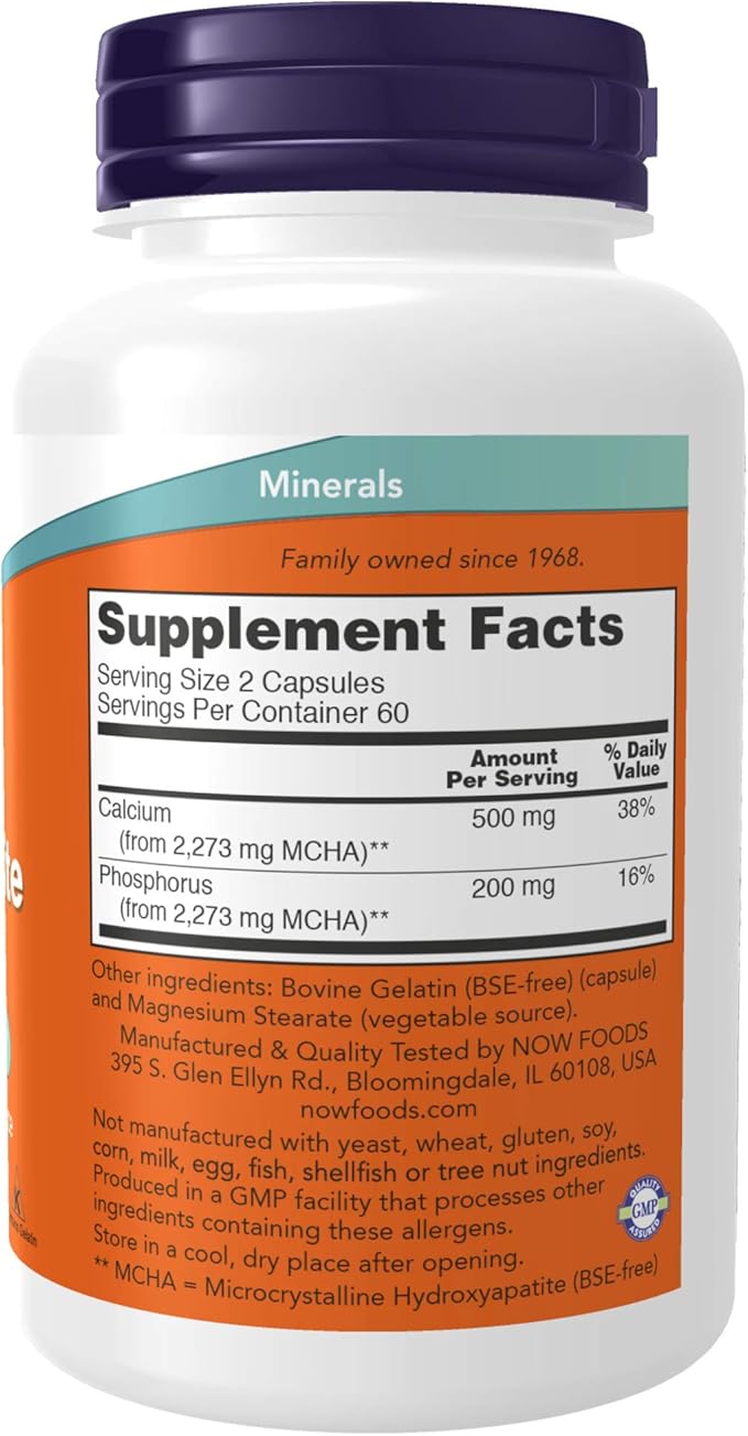 NOW Supplements, Calcium Hydroxyapatite Caps, Supports Bone Health*, 120 Capsules (Pack of 2)