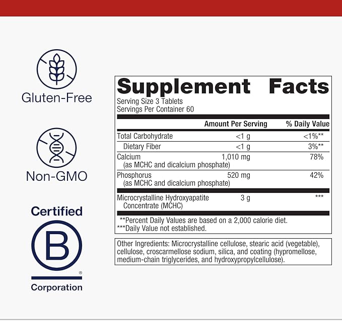 Metagenics Bone Builder Extra Strength - Microcrystalline Hydroxyapatite Concentrate (MCHC) with Calcium & Phosphorus - Supports Bone Density & Strength - Non-GMO & Gluten-Free - 180 Tablets