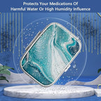 Pill Box 2 Compartment Small Pill Case,Portable for Pocket or Purse Pill Organizer Pill Container Holder to Hold Vitamins, Medication, Fish Oil and Supplements(Ocean Marble)