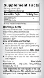 A+Health Dairy Relief Lactase Enzyme 96 Count, 9000 FCC Caplets, Fast Acting, Dye-Free, Dietary Supplement, Helps Prevent Gas, Bloating, Diarrhea Associated with Lactose Intolerance