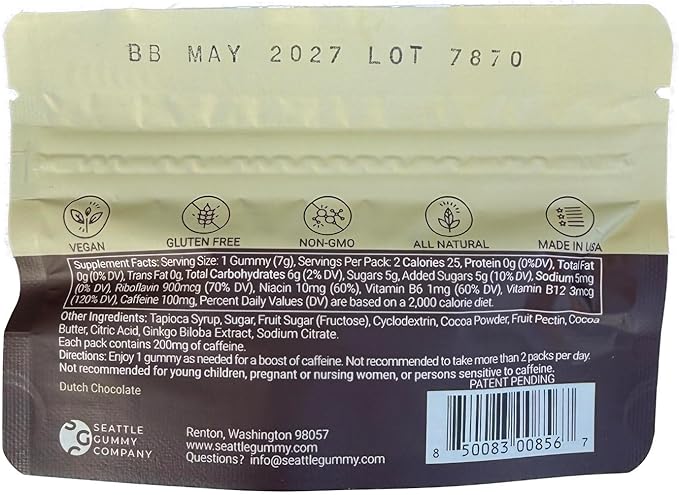 SGC Highest Concentration 100 mg Caffeine per Gummy, 2 Gummies per Pack (200 mg Total), 12-Pack Mocca Shots Variety Pack Plant-Based Instant Energy with Herbal Nootropics