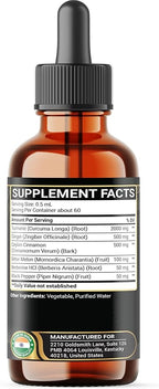 6in1 Liquid Turmeric Ceylon Cinnamon Berberine Ginger Bitter Melon & Black Pepper – Turmeric Supplement Drops – 1 FL OZ – 60 Servings