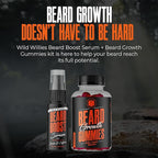 Wild Willies Beard Growth Dual Threat: Serum & Gummies for Men - Biotin, Caffeine & Essential Growth Oil for Fuller, Thicker Facial Hair
