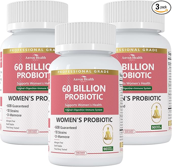 Probiotics and Prebiotics for Women pH Balance & Digestive Health - 60 Billion Vaginal Probiotic with Cranberry & D-Mannose for Gut, Urinary, Immune Health, Vegan & Non-GMO | 270 Capsules
