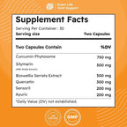 Move Easy Joint Support Supplement, Turmeric Curcumin with Boswellia and Silymarin, 60 Tablets