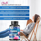 Stress Support Supplement - Extra Strength Ashwagandha, GABA, Magnesium, L-Theanine for Relief - Supports Mood & Focus - Naturally Calm, Unwind & Relax - Eases Tension & Nervousness - 120 Capsules