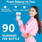 Suiyilary Ashwagandha Gummies 2000mg, Ashwagandha High Strength Root Extract Supplement with Vitamin B12 for Men Women, Strawberry Flavour 45 Days Supply 90 Gummies