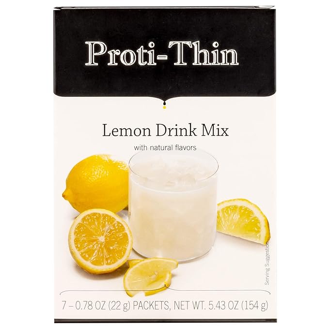 Proti-Thin High Protein Lemon Instant Drink Mix, 15g Protein, Low Calorie, Sugar-Free, Gluten-Free, 1 Pack of 7 Servings