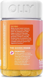 OLLY Probiotic Gummy, Immune and Digestive Support, 1 Billion CFUs, Chewable Probiotic Supplement, Mango, 60 Day Supply - 120 Count
