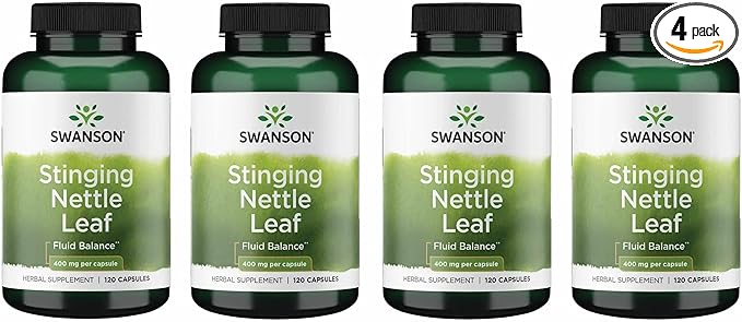 Swanson Stinging Nettle Leaf (Urtica Dioica) - Herbal Supplement Promoting Urinary Tract & Respiratory Health Support - May Support Healthy Fluid Balance - (120 Capsules) (4 Pack)