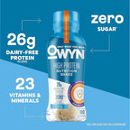 OWYN Only What You Need High Protein Shake, Vanilla Flavored, 26g Protein, 0g Sugar, 3g Fiber, Dairy Free, Plant Based Protein Drink, 12 Count