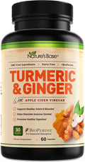 Nature's Base Turmeric and Ginger Supplement - with Curcumin, Apple Cider Vinegar & BioPerine Black Pepper Extract - 95% Curcuminoids - 60 Capsules