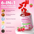 2 Pack Cortisol Gummies for Women, Cortisol Supplements Gummies with Magnesium Ashwagandha Rhodiola Rosea and L-theanine Complex for Relaxation and Zzz Support, Raspberry Flavor, 120 Count