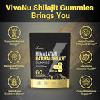 VivoNu Himalayan* Shilajit* Gummies with Ashwagandha* & Gokshura | 85+ Trace Minerals & Fulvic Acid | Organic, Micronutrient Supplement for Men & Women (3000mg / 1 Bag)