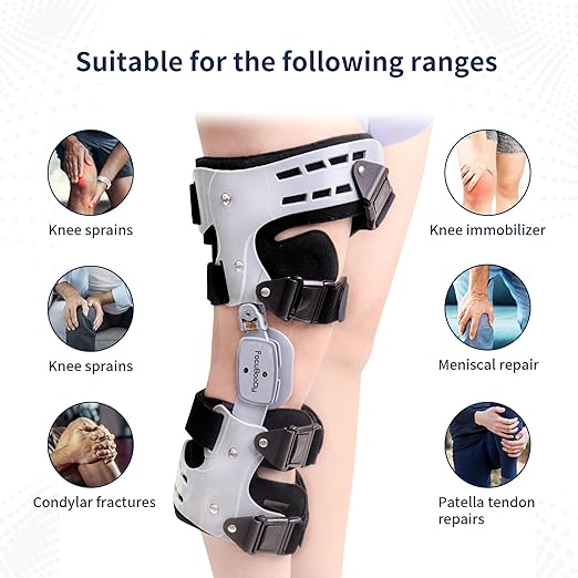 OA Unloader Hinged Knee Brace Support for Osteoarthritis, Rheumatoid Arthritis, Joint Pain | One Size Knee Brace with side stabilizers, Adjustable knee hinged brace (Grey, Left)