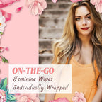 50 Feminine Wipes Flushable Travel Individually Wrapped,Travel Wipes for Women,Feminine Care Wet Wipes Travel Size Vaginal Wipes for Adult, Girl and Homeless