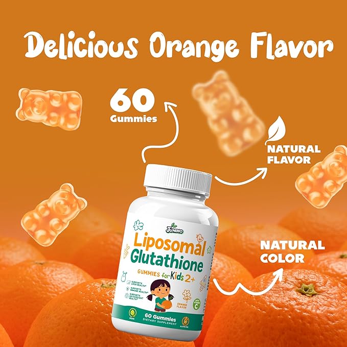Liposomal Glutathione Gummies for Kids - Vitamin C Supplement for Healthy Immune Support Antioxidants & Detox - Sugar Free Vegan Non GMO