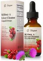 Kidney Cleanse Drops with Cranberry Extract, Milk Thistle, Chanca Piedra & Artichoke - Herbal Supplement for Liver Kidney Detox & Urinary Tract Support, 60ml