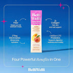 Belli Welli Fiber Supplement, Probiotics Fiber Powder Travel Pack for Women with Collagen & Electrolytes for Daily Gut Health & Debloating, Peach Mango, 10 Packets