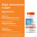 Doctor's Best High Absorption CoQ10 with BioPerine Supplement - Coenzyme Q10 Softgels for Heart Health & Antioxidant Support, Naturally Fermented CoQ10 100mg for Women & Men, Non GMO - 120 Softgels