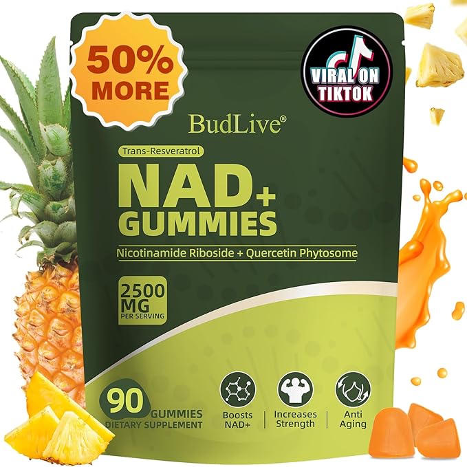 NAD Resveratrol Gummies, Liposomal NAD Gummies for Women with Nicotinamide Riboside, Quercetin, Trans-Resveratrol, Anti-Aging, Cellular Energy & Healthy Aging Support, Non GMO, 90 Counts