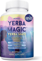 Yerba Magic Yerba Mate Capsules - 100% Pure Extract, High Potency Energy & Focus - 75mg Clean Caffeine Yerba Mate Pill, No Jitters, No Fillers - Unsmoked, South American Sourced - 60 Day Supply