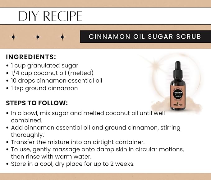 Earth N Pure Cinnamon Essential Oil for Home Fragrance | Best for Aromatherapy | Helps in Meditation | Used in Diffusers, Candles, Air Fresheners, Soaps 50 ML