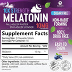 Melatonin 10mg Per Serving - Fast Dissolve Sleep Support Supplements for Adults - Extra Strength Melatonin Tablets for Restful Sleep Support, Strawberry Flavor, Vegetarian - 60 Day Supply