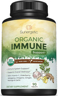 USDA Organic Immune Support Supplement – Organic Immune Health Supplement with Vitamin C, Elderberry, Astragalus, Oregano, Ginger, Moringa & Garlic – Organic Immune System Support - 90 Immune Tablets