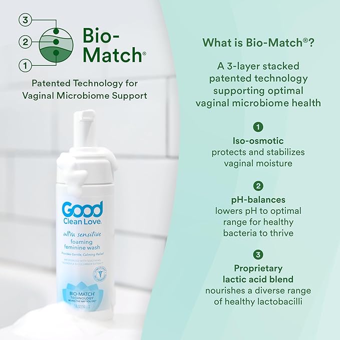 Good Clean Love Ultra Sensitive Foaming pH-Balanced Feminine Wash, Gentle Vaginal Cleanser for Women with Natural Ingredients, Water-Based, Cleansing & Soothing Intimate Feminine Care, 5 Oz