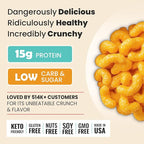 Schoolyard Keto Snacks - Cheddar Cheese - 15g Protein Puffs, Low Carb, Low Sugar - Gluten Free, Healthy & Diabetic Friendly, High Protein, Low Calorie snacks for Kids & Adults, USA Made, 12 Pack
