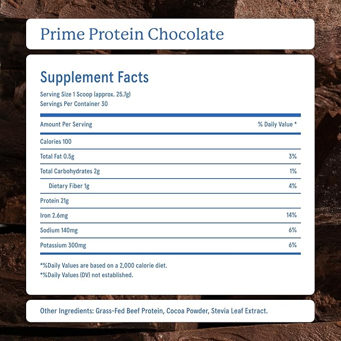 Equip Foods Prime Protein Powder | Clean, Grass Fed Beef Protein Powder | Carnivore Protein Isolate | Paleo, Keto Friendly | Gluten & Dairy Free | Helps Build & Repair Tissue | 30 Servings, Chocolate