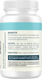 Grass-Fed Bone Broth Capsules with Collagen from Organic Bone Broth Powder. Collagen Supplement for Nails, Hair, Joints and Digestive Health* Support. Gut Friendly-Ingredients, 180 Capsules