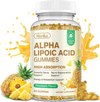 Alpha Lipoic Acid Gummies 600mg, ALA Supplement with Benfotiamine, Magnesium, NAC, Vitamin C & B12 for Nerve Support, Antioxidant and Energy & Metabolic, Vegan, Sugar Free, Pineapple Flavor, 60 Counts