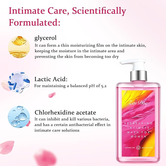 2Packs Refresh Gentle Intimate Wash, Daily Cleanser with Lactic Acid & Menthol, pH Balanced for Sensitive Skin, 10.14 fl oz(Man&Women)