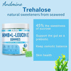 HMB and L-Leucine Gummies, 3000mg, with Trehalose, for Muscle Growth, Muscle Relief and Workout Recovery, for Adults & Elder, Non-GMO, Vegan, Gluten Free, Apple Flavor, 120