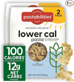Pastabilities, Lower Calorie Pasta, Ruffles – 100 Calories/Serving Low Net Carbs, Low Calorie, Non-GMO, High Fiber, Vegan, Plant-Based, Enhanced Nutrients, Delicious Taste & Texture (8 Ounce, 2 Pack)