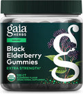 Gaia Herbs Black Elderberry (Sambucus nigra) Extra Strength Gummies - Delicious Immune Support Supplement* - Certified Organic Black Elderberries for Immune System Support* - 120 Gummies (60 Servings)