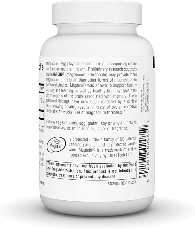 Source Naturals Magtein Magnesium L-Threonate 667mg Supports Focus, Mood, Healthy Memory, Cognitive Function, Sleep* - 90 Capsules