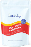 FIRST DAY Kids Probiotic Gummies - 3 in 1 Probiotics for Kids + Prebiotic & Postbiotic - Prebiotics & Probiotics for Digestive Health & Immune Support – Vegan, Gluten Free, 30-Day Supply